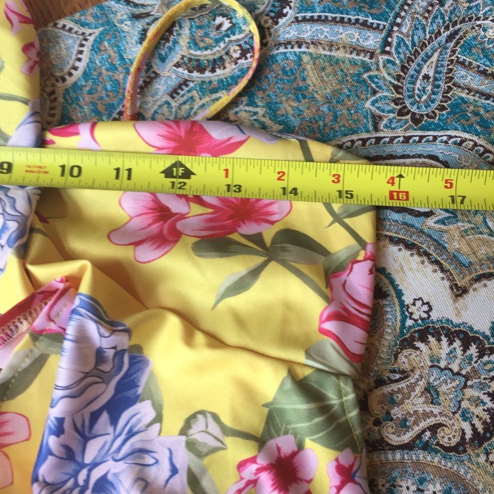 Floral jumpsuit asymetrical wrap top yellow tropical print M - Picture 10 of 11